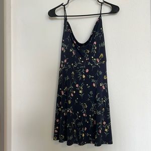 Dark blue with floral print summer dress